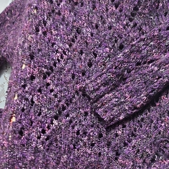Purple Open Knit Women's Sweater - Picture 7 of 8